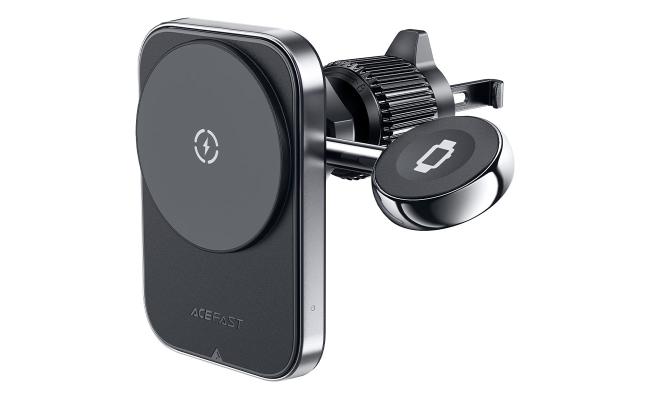 ACEFAST D18 in-car 2-in-1 Magsafe / Qi Inductive Mobile and iWatch Wireless Charging Car Holder, Convenient, fast, and efficient, 2.5W / 5W / 7.5W / 10W / 15W output - Black